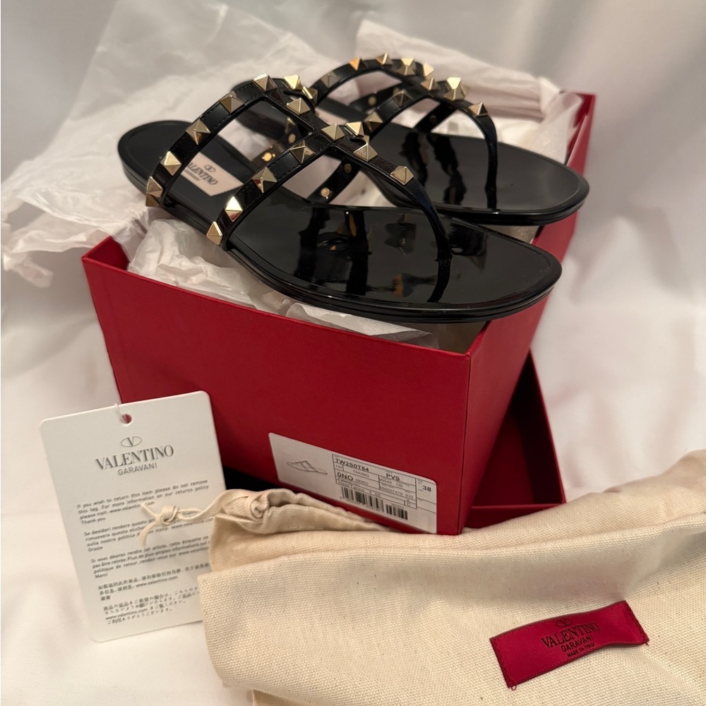 Valentino Garavani Rockstud Black Jelly Sandals size 7